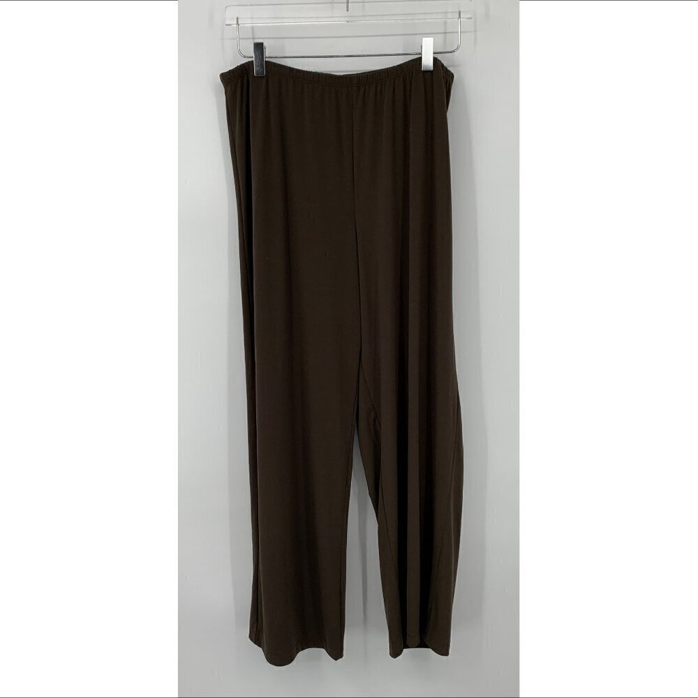 Chicos Crush Bliss wide leg ankle jersey pants Cocoa brown knit stretch new 3 XL